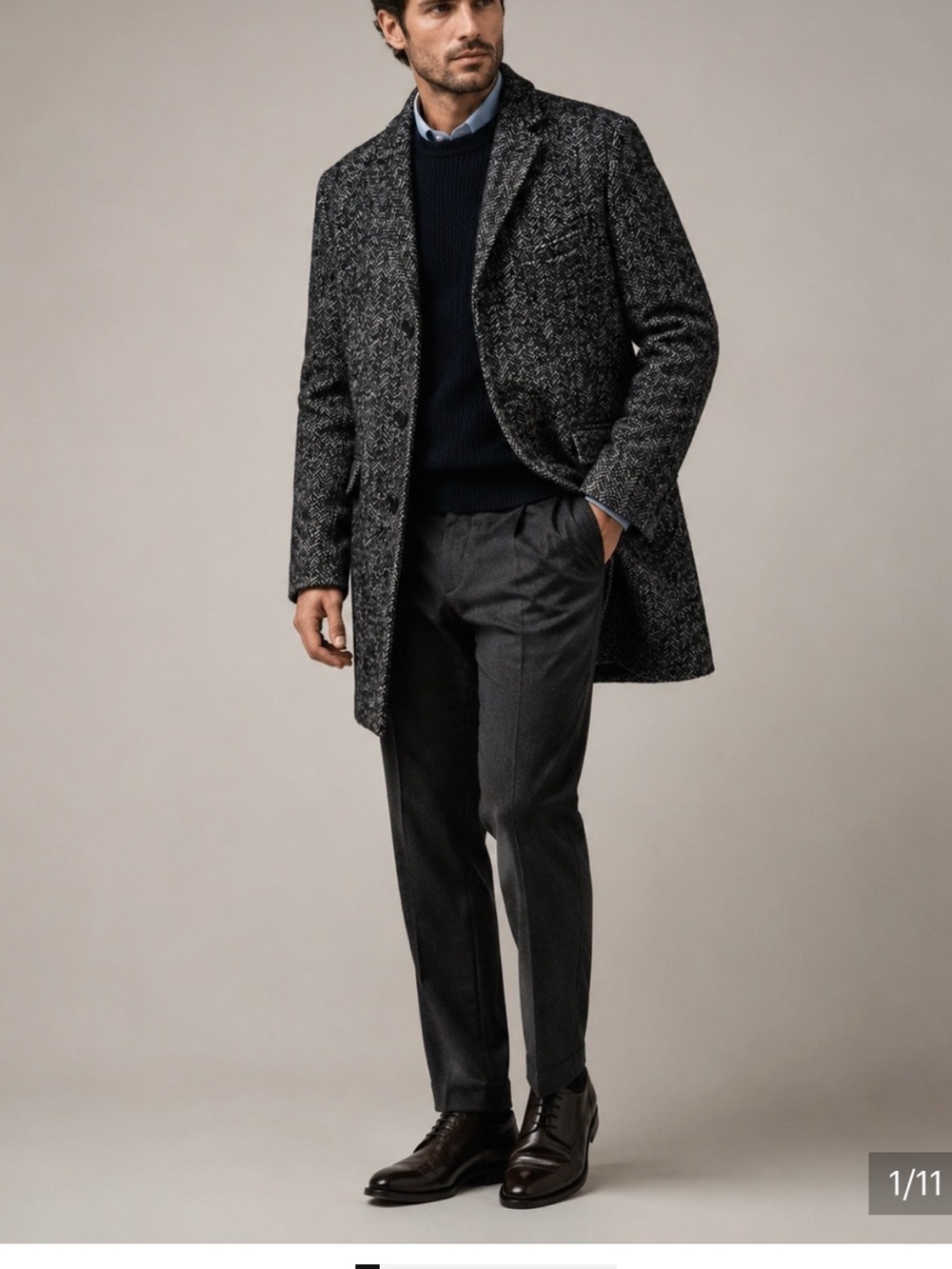 Crew Mercantile Ludlow Top
Coat Herringbone Tweed Overcoat Wool Men's 38 - Picture 2 of 6